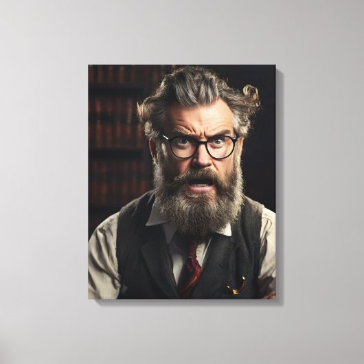 Crazy verrückter Professor mit Bart Leinwanddruck (Vorderseite)