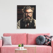 Crazy verrückter Professor mit Bart Leinwanddruck (Insitu (Wohnzimmer))