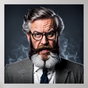 Crazy verrückter Professor mit Bart Poster