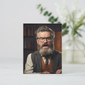 Crazy verrückter Professor mit Bart Postkarte (Stehend Vorderseite)