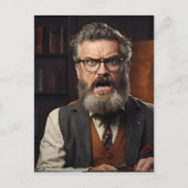 Crazy verrückter Professor mit Bart Postkarte (Vorderseite)