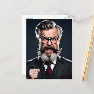 Crazy verrückter Professor mit Bart Postkarte