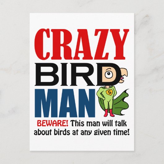 Crazy Vogel Postkarte (Vorderseite)