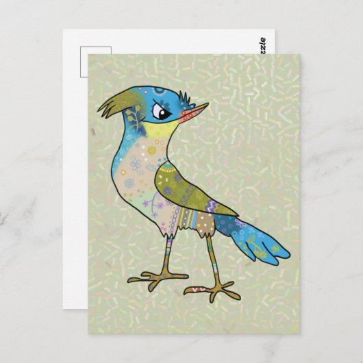 Crazy Vogel Postkarte (Vorne/Hinten)