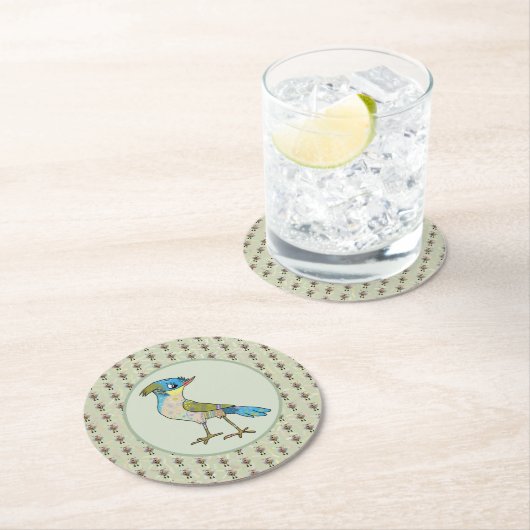 Crazy Vogel  Runder Pappuntersetzer (Vor Ort)