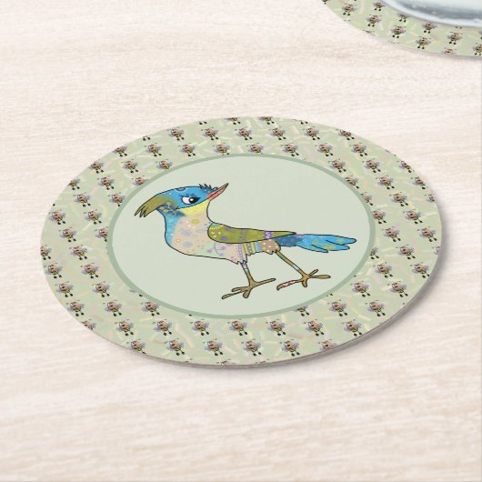 Crazy Vogel  Runder Pappuntersetzer (Angewinkelt)