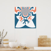 Crazy Walking Elephants Coral Zickzack Muster Poster (Küche)