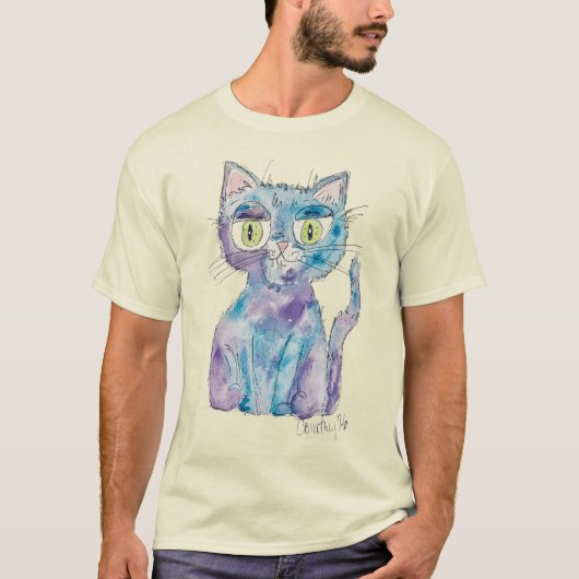 Crazy watercolor cat T-Shirt (Vorderseite)