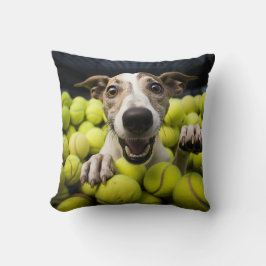 🐶 Crazy Whippet Puppy 🎾 mit Tennisbällen Kissen