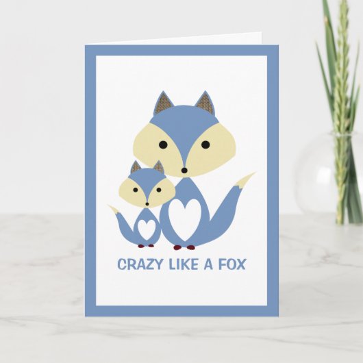 Crazy wie ein Fuchs, Blue Fox Burlap Karte (Vorderseite)