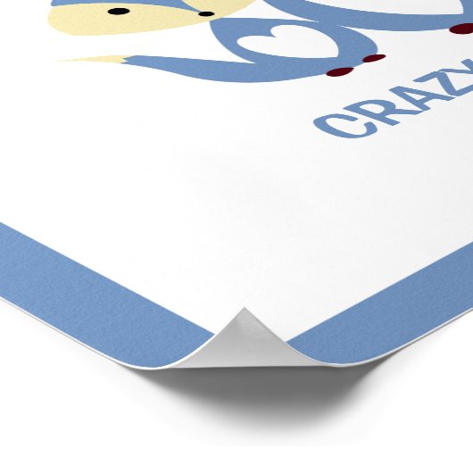 Crazy wie ein Fuchs, Blue Fox Burlap Poster (Ecke)