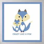 Crazy wie ein Fuchs, Blue Fox Burlap Poster (Vorne)