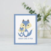Crazy wie ein Fuchs, Blue Fox Burlap Postkarte (Stehend Vorderseite)