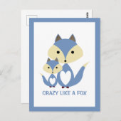 Crazy wie ein Fuchs, Blue Fox Burlap Postkarte (Vorne/Hinten)
