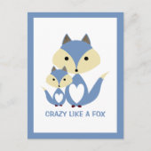 Crazy wie ein Fuchs, Blue Fox Burlap Postkarte (Vorderseite)