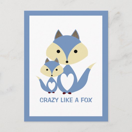Crazy wie ein Fuchs, Blue Fox Burlap Postkarte (Vorderseite)