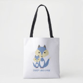 Crazy wie ein Fuchs, Blue Fox Burlap Tasche (Vorderseite)