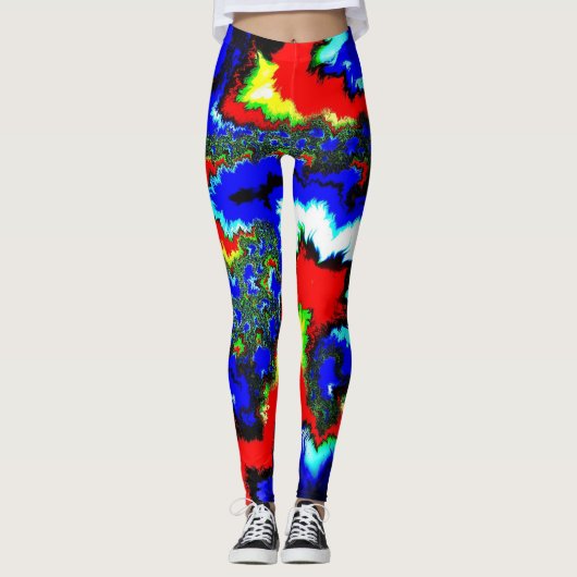 Crazy Wild Abstrakt Mandlebrot Leggings (Vorderseite)