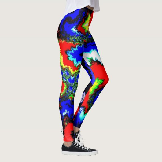 Crazy Wild Abstrakt Mandlebrot Leggings (Rechts)