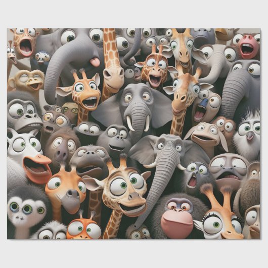 Crazy Wildlife Group Geschenkpapier (Flach)