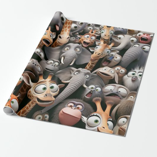 Crazy Wildlife Group Geschenkpapier (Ungerollt)