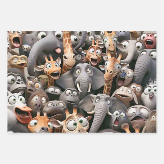 Crazy Wildlife Group Geschenkpapier Set (Vorderseite 3)