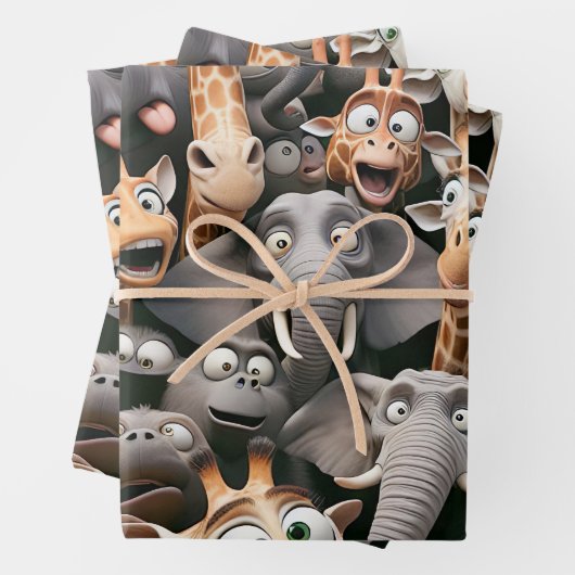 Crazy Wildlife Group Geschenkpapier Set (Beispiel)