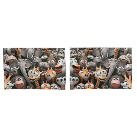 Crazy Wildlife Group Kissenbezug (Vorderseite-Set)