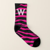 Crazy Women's Socken mit Zebrastreifen und Monogra (Rechts - Außen)