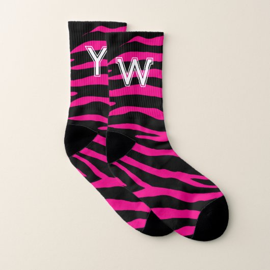 Crazy Women's Socken mit Zebrastreifen und Monogra (Paar)