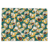Crazy Yellow Monster Teal Halloween Große Geschenktüte (Rückseite)
