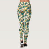 Crazy Yellow Monster Teal Halloween Leggings (Rückseite)