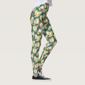 Crazy Yellow Monster Teal Halloween Leggings (Rechts)