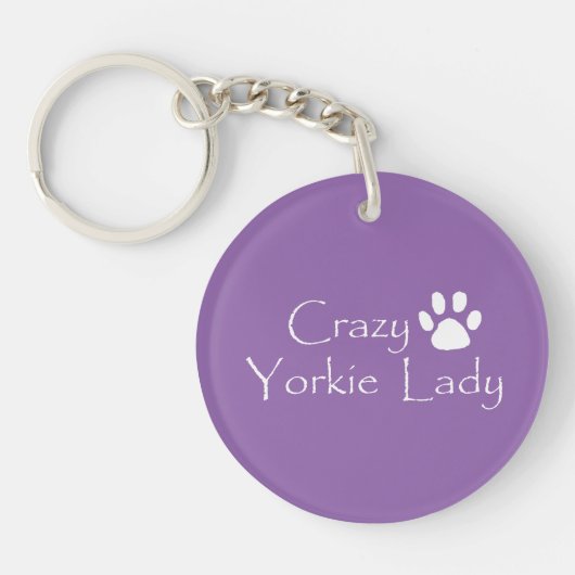 Crazy Yorkie Lady Schlüsselanhänger (Vorderseite)