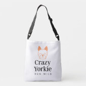 Crazy Yorkie Premium Canvas Bag Tragetaschen Mit Langen Trägern (Rückseite)