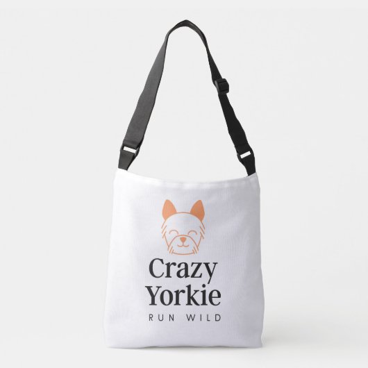 Crazy Yorkie Premium Canvas Bag Tragetaschen Mit Langen Trägern (Vorderseite)