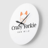 Crazy Yorkie Time Wall Clock Große Wanduhr (Winkel)