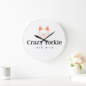 Crazy Yorkie Time Wall Clock Große Wanduhr (Zuhause)