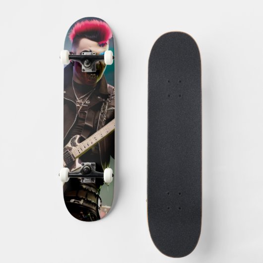 Crazy Zombie Gitarrist Skateboard (Vorderseite)