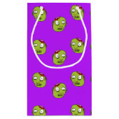 Crazy Zombie Kopf auf lila Kleine Geschenktüte (Rückseite)