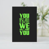 Crazy zu arbeiten hier lustige Geschenke für Mitar Dankeskarte (Stehend Vorderseite)