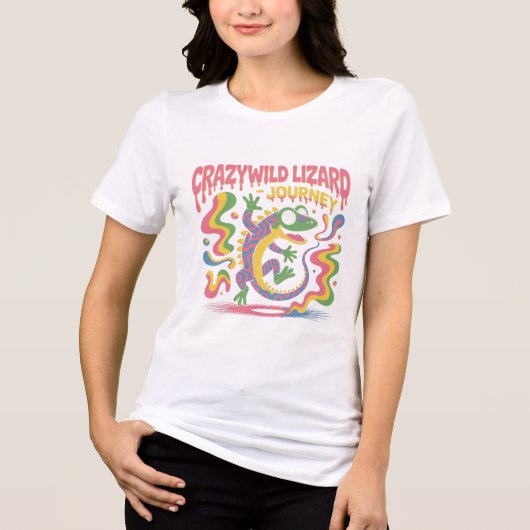 Crazywild grüne rosa Eidechse Reise Tri-Blend Shirt (Vorderseite)
