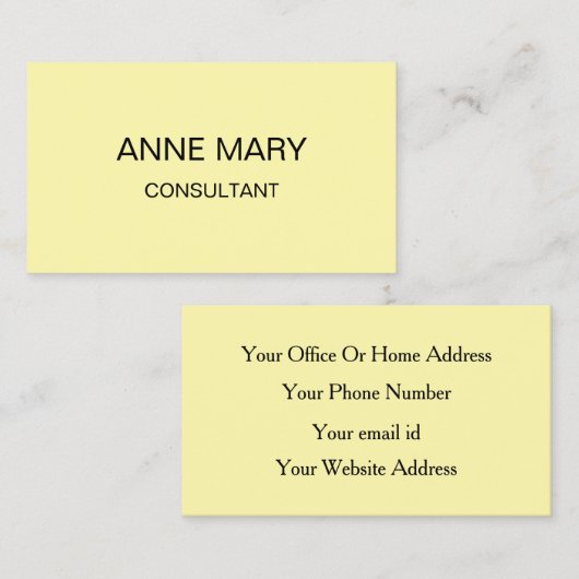 Crea Elfenbeingelb Moderne Minimalistische Profess Visitenkarte (Vorne/Hinten)