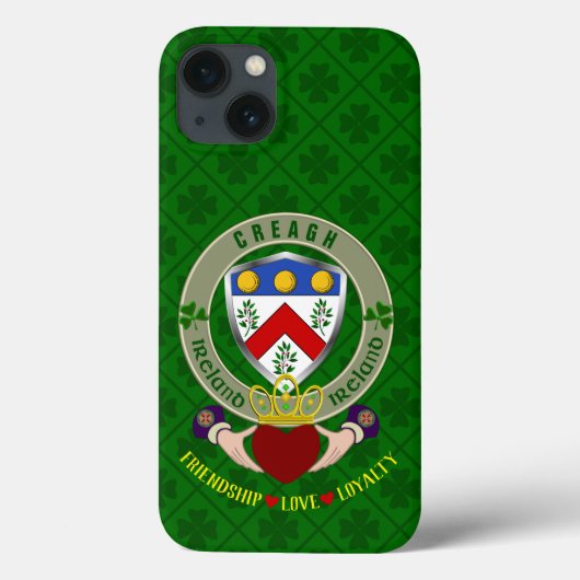 Creagh Irish Shield & Claddagh Personalisiert Case-Mate iPhone Hülle (Rückseite)