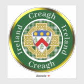 Creagh Shield & Celtic Cross Personalisiert Aufkleber (Blatt)
