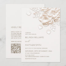 Cream 3D Blumen Rosen Einfache Hochzeit