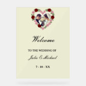 Cream Acrylic Wedding Welcome Sign - Floral Heart Acrylschild (Vorderseite)