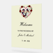 Cream Acrylic Wedding Welcome Sign - Floral Heart Acrylschild (Winkel)