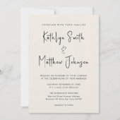 Cream All in one Fun Script Minimalistische Hochze Einladung (Vorderseite)