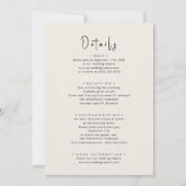 Cream All in one Fun Script Minimalistische Hochze Einladung (Rückseite)